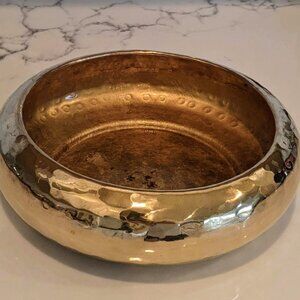 Hammered Solid Brass Floral Planter India 8.5" X 3"